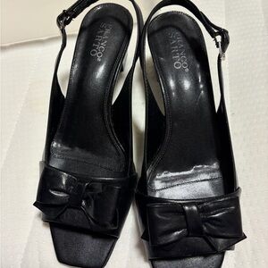 Franco Sarto Black Heels with Bow Accent
